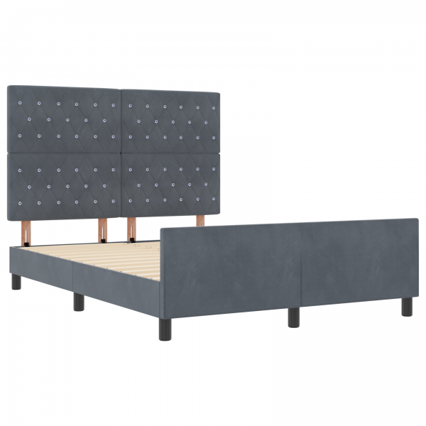 Cama  Cinza Escuro 160x200 cm Veludo M 2