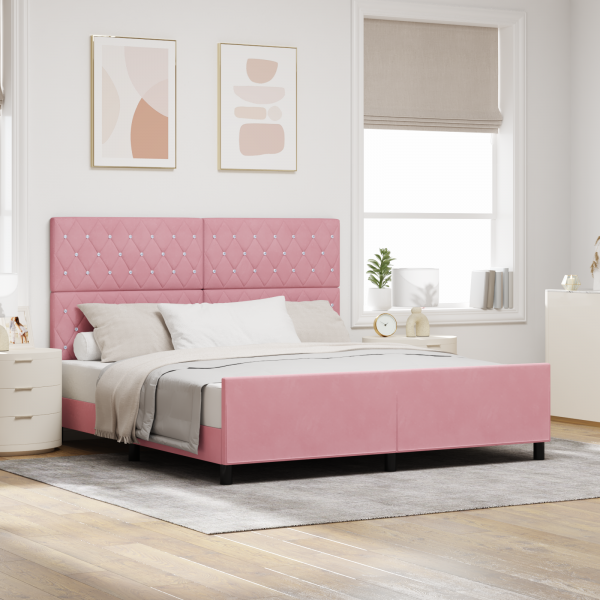 Estructura de cama terciopelo rosa 180x200 cm D