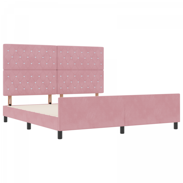 Estructura de cama terciopelo rosa 180x200 cm M 2