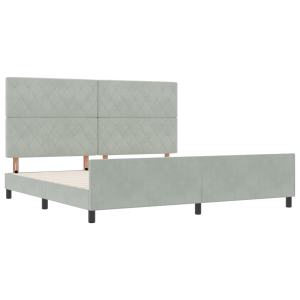 Cama  Cinza Claro 200x200 cm Veludo H