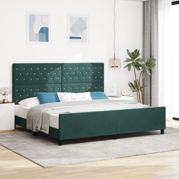 Estructura de cama terciopelo verde oscuro 200x200 cm D