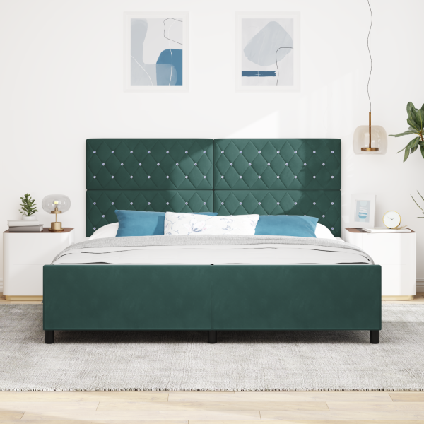Cama  Verde Escuro 200x200 cm Veludo M 5
