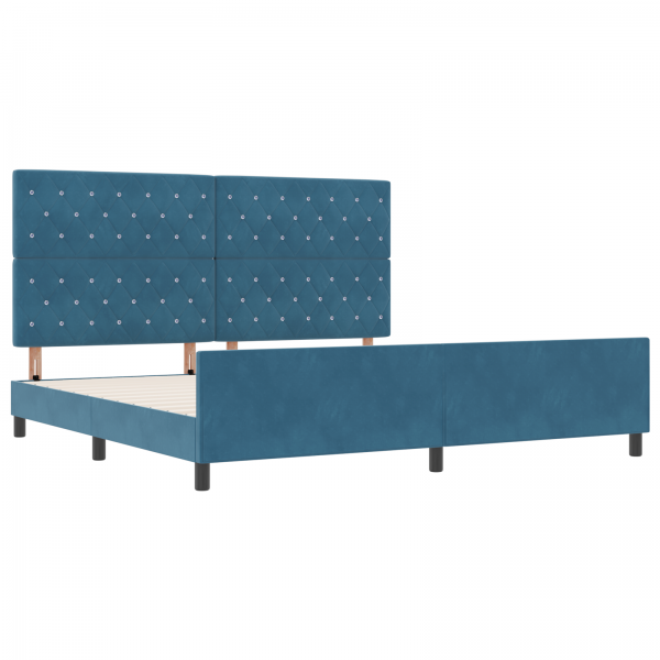 Cama  Azul Escuro 200x200 cm Veludo M 2