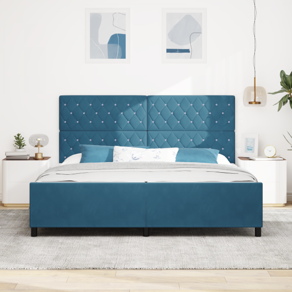Cama  Azul Escuro 200x200 cm Veludo M 4