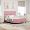 Estructura de cama terciopelo rosa 160x200 cm 1