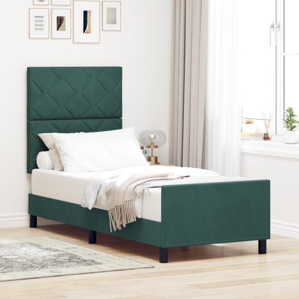 Estructura de cama terciopelo verde oscuro 80x200 cm D