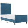 Estrutura de Cama de Veludo Azul Escuro  80x200 cm 3