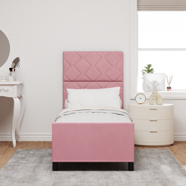 Estructura de cama terciopelo rosa 80x200 cm M 5