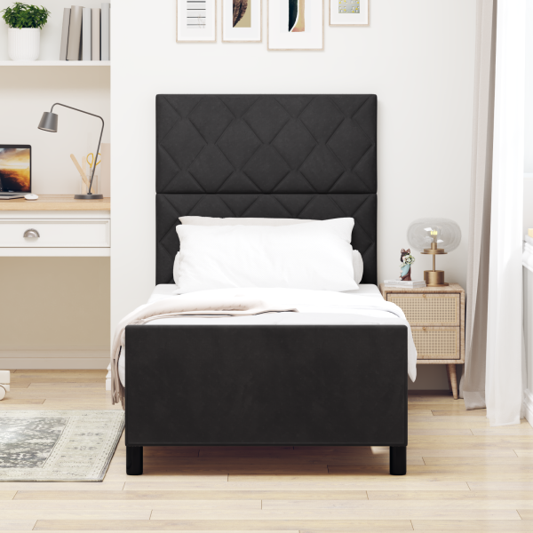 Estrutura de Cama Preta 90x190 cm Veludo M 5