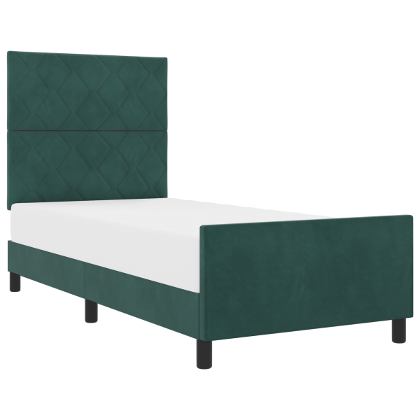 Cama vidaxl Verde Escuro 90x190 cm Veludo M 3