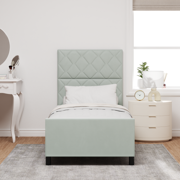 Cama  Cinza Claro 90x200 cm Veludo M 5