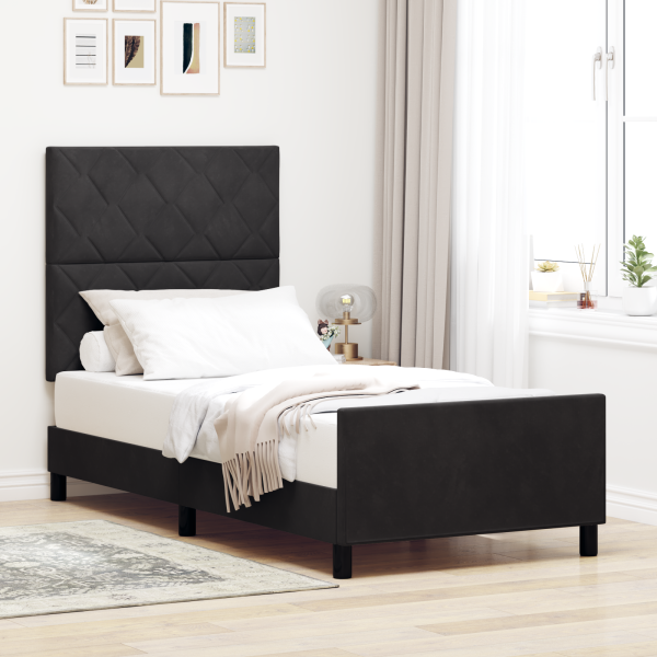 Estructura de cama terciopelo negro 100x200 cm D