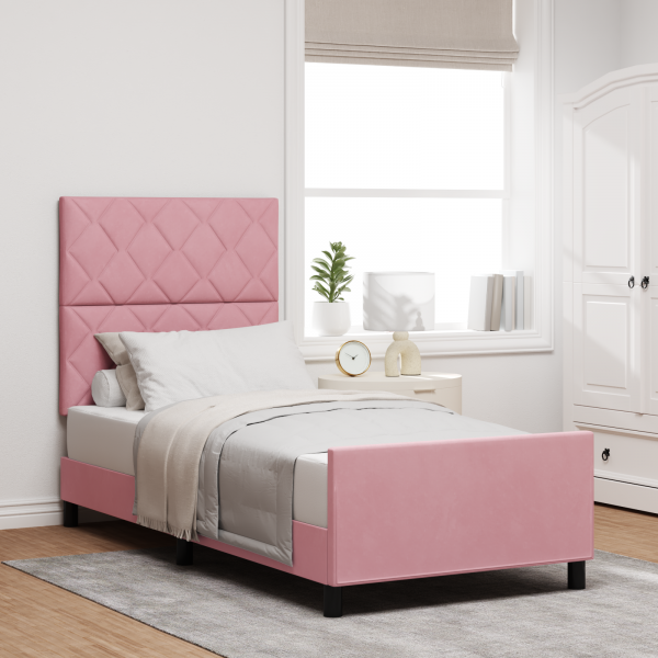 Estructura de cama terciopelo rosa 100x200 cm D