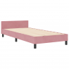 Estructura de cama terciopelo rosa 100x200 cm 2