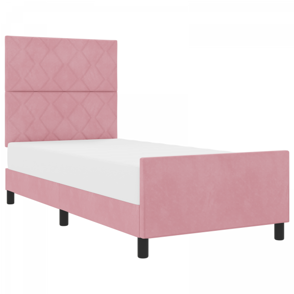 Estructura de cama terciopelo rosa 100x200 cm M 3