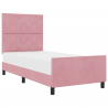 Estructura de cama terciopelo rosa 100x200 cm 3