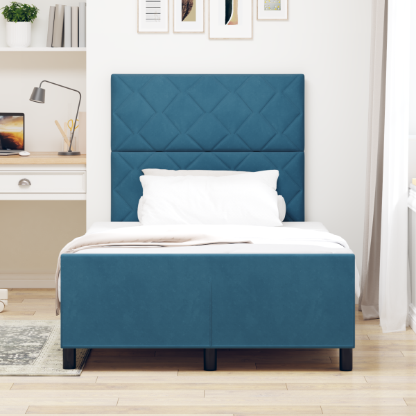 Estructura de cama terciopelo azul oscuro 120x190 cm M 5