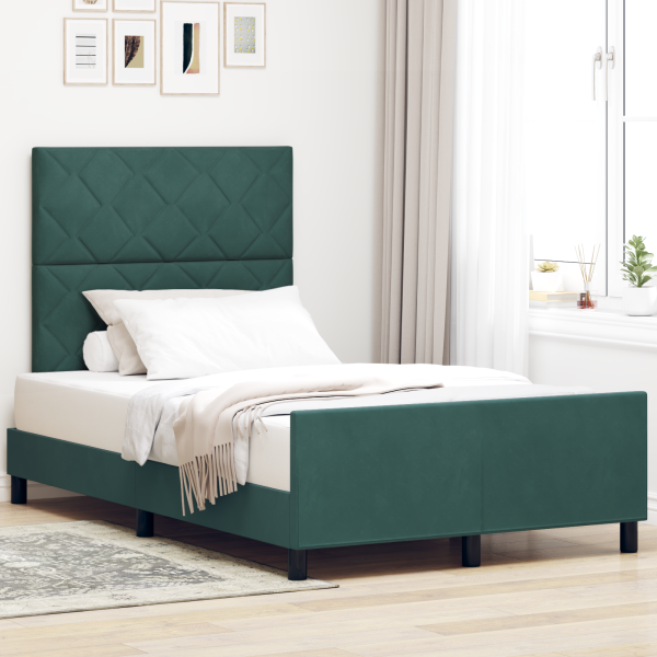 Estructura de cama terciopelo verde oscuro 120x200 cm D