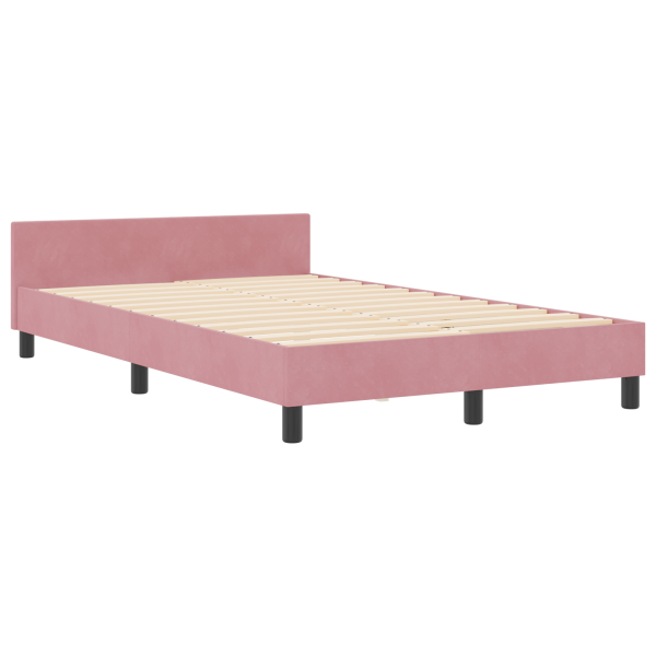 Estructura de cama terciopelo rosa 120x200 cm M 2