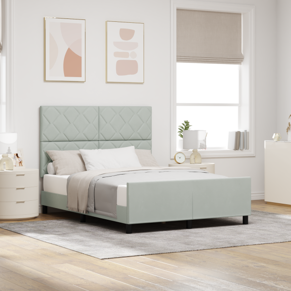 Estructura de cama terciopelo gris claro 140x190 cm D