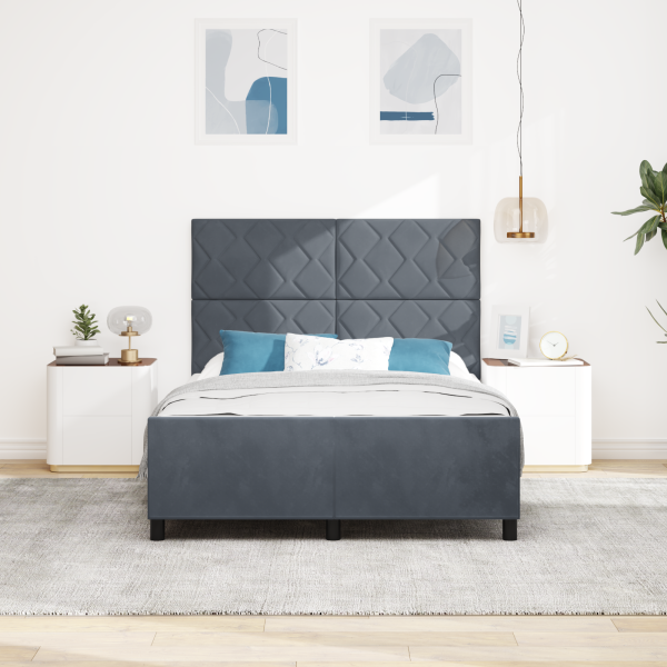 Estructura de cama terciopelo gris oscuro 140x190 cm M 5