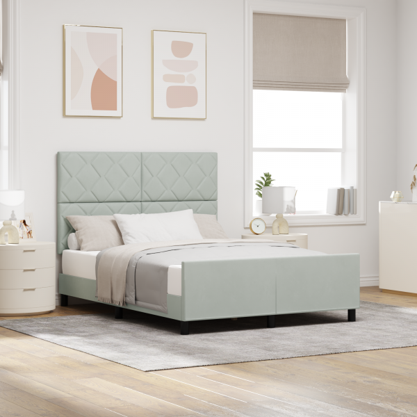 Estructura de cama terciopelo gris claro 140x200 cm D