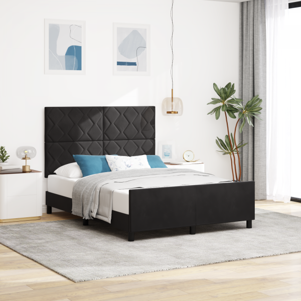 Estructura de cama terciopelo negro 140x200 cm D