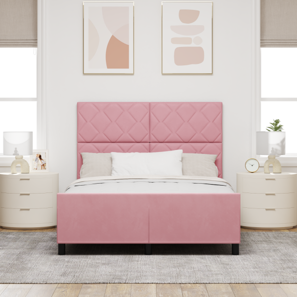 Estructura de cama terciopelo rosa 160x200 cm M 5