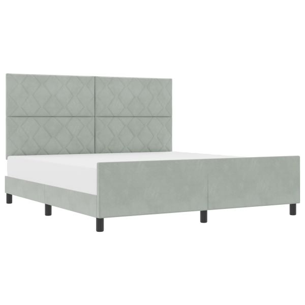 Cama  em Cinzento-claro - 180x200 cm Veludo M 3