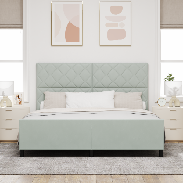 Cama  em Cinzento-claro - 180x200 cm Veludo M 5