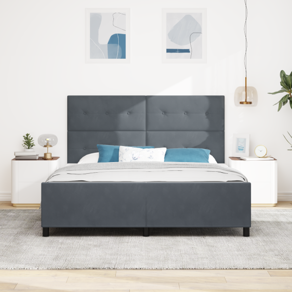 Estrutura de Cama  Cinza Escuro 180x200 cm Veludo M 5