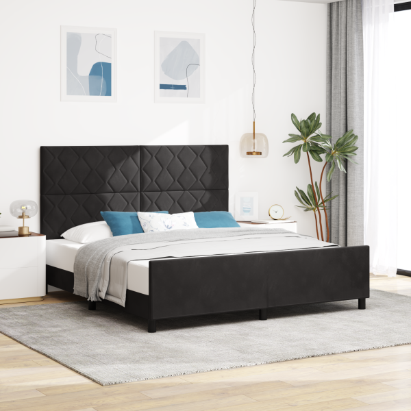 Estructura de cama terciopelo negro 180x200 cm D