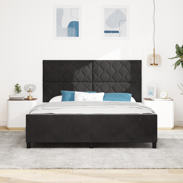 Estructura de cama terciopelo negro 180x200 cm M 5