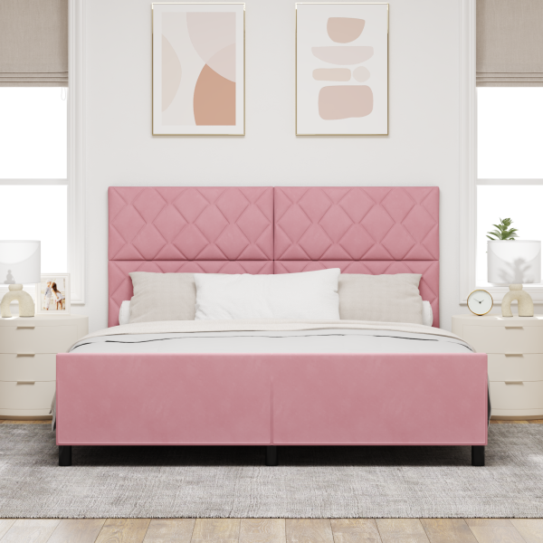 Estructura de cama terciopelo rosa 180x200 cm M 5
