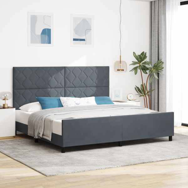 Estructura de cama terciopelo gris oscuro 200x200 cm D