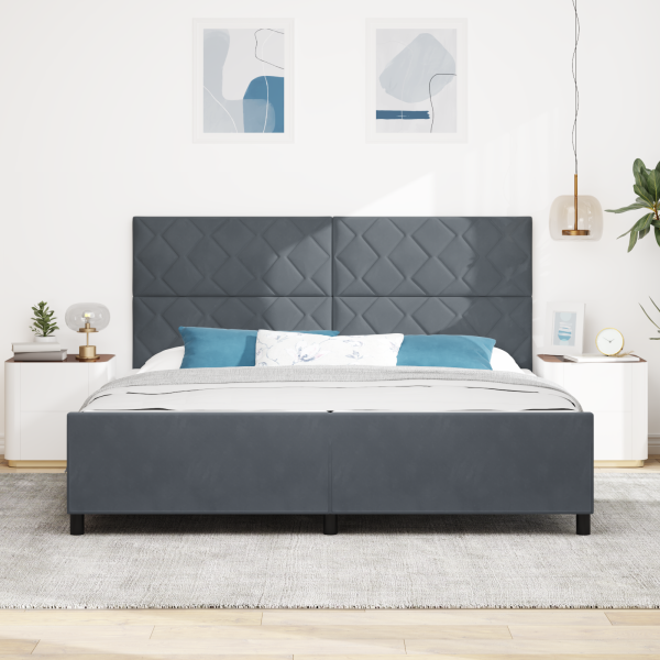 Cama de Veludo Cinza Escuro  200x200 cm M 5
