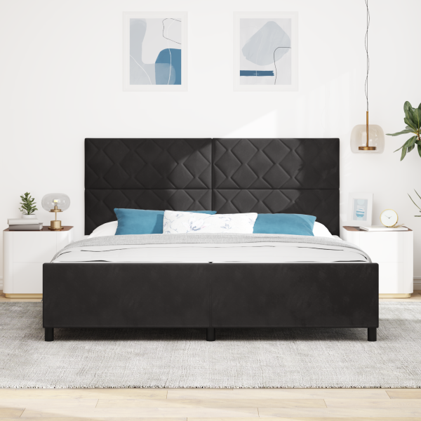 Estructura de cama terciopelo negro 200x200 cm M 5