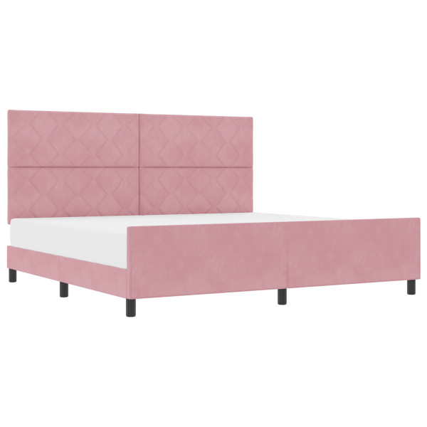 Estructura de cama terciopelo rosa 200x200 cm M 3
