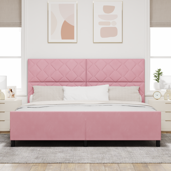Estructura de cama terciopelo rosa 200x200 cm M 5