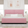 Estructura de cama terciopelo rosa 200x200 cm 5