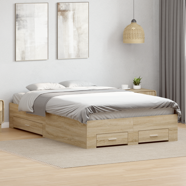 Estrado de Cama com Gavetas Carvalho Sonoma 120x190 cm Madeira Engenheirada M 4