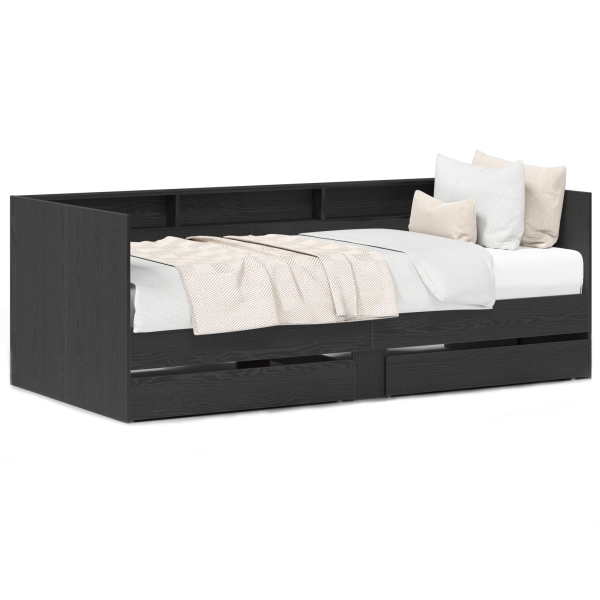 Cama de Dia com Gavetas Cinza Concreto 90x200 cm Madeira Reforçada M 4