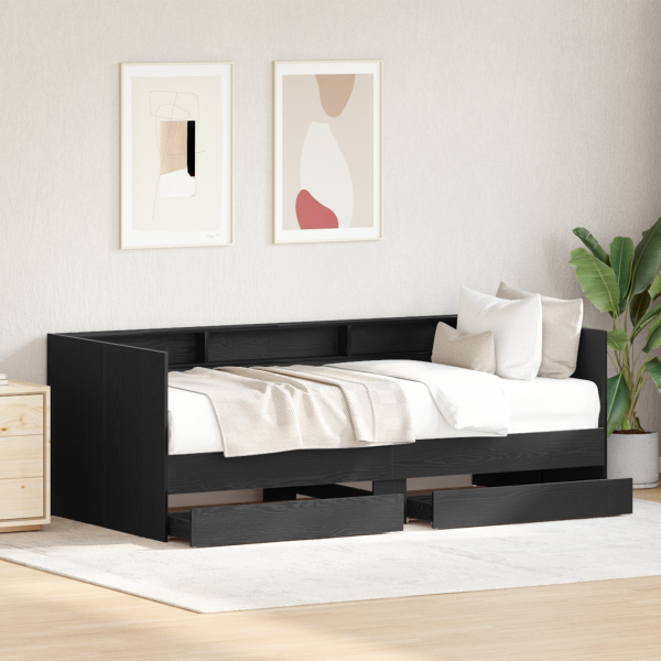Cama de Dia com Gavetas Cinza Concreto 90x200 cm Madeira Reforçada M 5