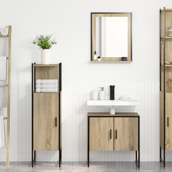 Set de Muebles de Baño de 3 Piezas  Roble Sonoma Madera Elaborada M 4