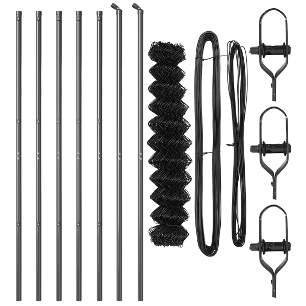 Cerca de Malla con 7 Postes 1x10 m Acero Galvanizado Gris M 4