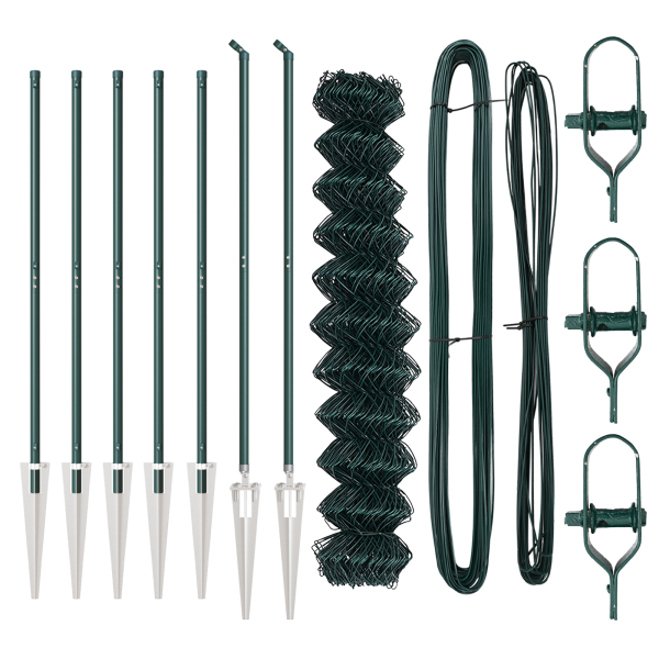 Cerca de eslabones de cadena con 7 postes tipo espiga 1.4x10 m de acero galvanizado M 4