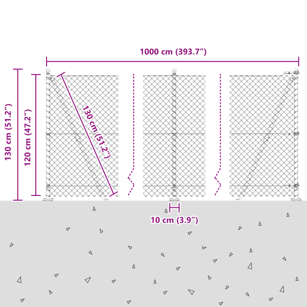 Conjunto de Postes de Cerca Prateado 10 x 1.2 m Aço Galvanizado M 5