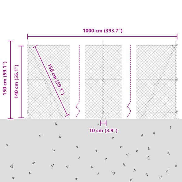 Conjunto de Postes de Cerca Prateado 10 x 1.4 m Aço Galvanizado M 5