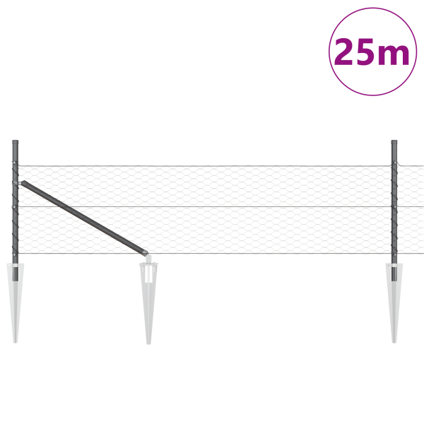 Cerca Hexagonal  Cinza 0.8x25 m Aço M 3