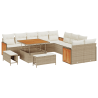 Conjunto de Sofá de Jardín de 13 Piezas con Cojines Beige Poliratán Acacia 1